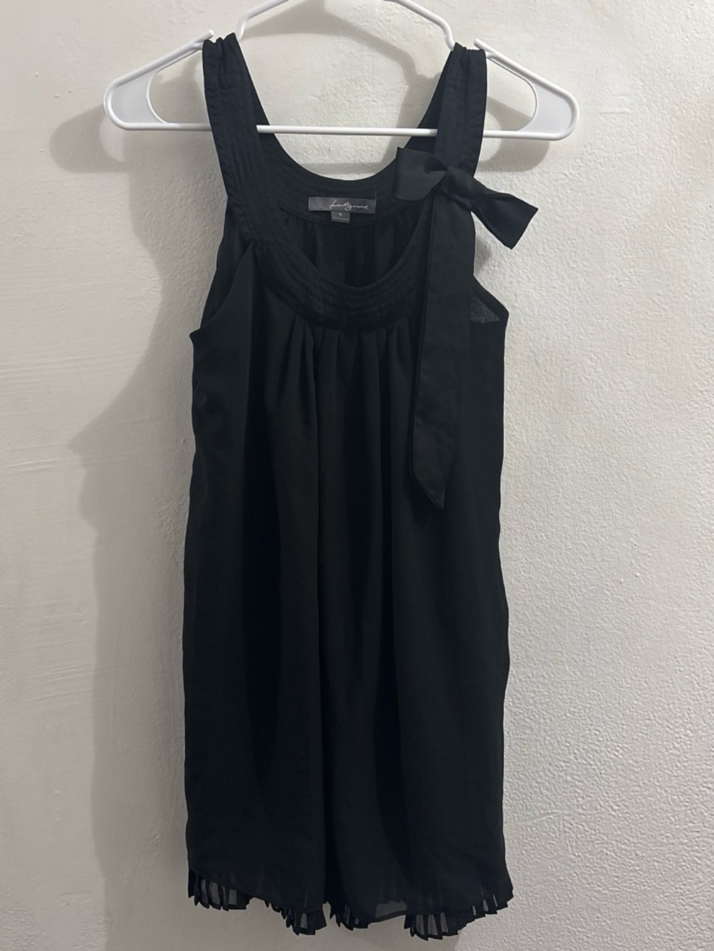 Vintage Forever 21 Black Sleeveless Bow-Trim Bubble Mini Dress